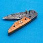 8" Handmade Damascus Folding Pocket knife Hunting knife 100% Handmade Damascus Steel