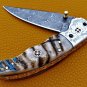 8.0" Handmade Damascus Folding Pocket knife Hunting knife 100% Handmade Damascus Steel Handle Ram