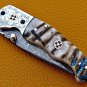 8.0" Handmade Damascus Folding Pocket knife Hunting knife 100% Handmade Damascus Steel Handle Ram