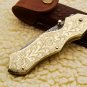 Handmade Damascus Folding Pocket knife Hunting knife 100% Handmade Damascus Steel Handle Brass