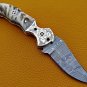 8.0" Handmade Damascus Folding Pocket knife Hunting knife 100% Handmade Damascus Steel Handle Ram