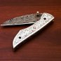 9'' Handmade Damascus Folding Pocket knife Hunting knife 100% Handmade Damascus Steel Handle Brass