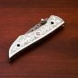 9'' Handmade Damascus Folding Pocket knife Hunting knife 100% Handmade Damascus Steel Handle Brass