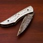 9'' Handmade Damascus Folding Pocket knife Hunting knife 100% Handmade Damascus Steel Handle Brass