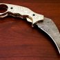 8.25'' Handmade Damascus Folding Pocket knife Karambit Knife Hunting knife Handle Brass Steel