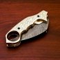 8.25'' Handmade Damascus Folding Pocket knife Karambit Knife Hunting knife Handle Brass Steel
