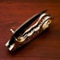8.25'' Handmade Damascus Folding Pocket knife Karambit Knife Hunting knife Handle Brass Steel