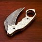 8.25'' Handmade Damascus Folding Pocket knife Karambit Knife Hunting knife Handle Brass Steel