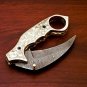 8.25'' Handmade Damascus Folding Pocket knife Karambit Knife Hunting knife Handle Brass Steel