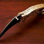 8.25'' Handmade Damascus Folding Pocket knife Karambit Knife Hunting knife Handle Brass Steel