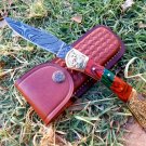 Handmade Damascus Folding Pocket knife Hunting knife 100% Handmade Damascus Steel Handle