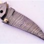 8'' Custom Hand Made Forged Folding Hunter Pocket Knife Damascus Steel Bowie Knife
