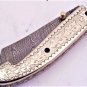 8'' Custom Hand Made Forged Folding Hunter Pocket Knife Damascus Steel Bowie Knife