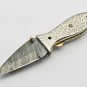 Handmade Damascus Folding Pocket knife Hunting knife 100% Handmade Damascus Steel Handle Silver