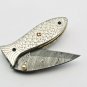Handmade Damascus Folding Pocket knife Hunting knife 100% Handmade Damascus Steel Handle Silver