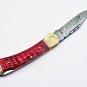 9'' Custom Hand Forged Damascus Folding Pocket Knife -BACK LOCK with Leather sheath 691