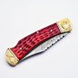 9'' Custom Hand Forged Damascus Folding Pocket Knife -BACK LOCK with Leather sheath 691