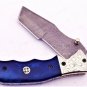 Handmade Damascus Folding Pocket knife Hunting knife 100% Handmade Damascus Steel Handle Walnut Wood