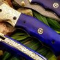 Handmade Damascus Folding Pocket knife Hunting knife 100% Handmade Damascus Steel Handle Walnut Wood