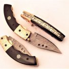7.5" Handmade Damascus Folding Pocket knife Hunting knife 100% Handmade Damascus Steel