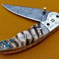 8.0" Handmade Damascus Folding Pocket knife Hunting knife 100% Handmade Damascus Steel Handle Ram