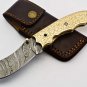 Handmade Damascus Folding Pocket knife Hunting knife 100% Handmade Damascus Steel Handle Brass