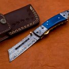7.5" Handmade Damascus Folding Pocket knife with Pocket Clip Hunting knife 100% Handmade Damascus