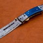 7.5" Handmade Damascus Folding Pocket knife with Pocket Clip Hunting knife 100% Handmade Damascus