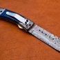 7.5" Handmade Damascus Folding Pocket knife with Pocket Clip Hunting knife 100% Handmade Damascus