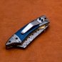 7.5" Handmade Damascus Folding Pocket knife with Pocket Clip Hunting knife 100% Handmade Damascus