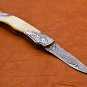 7" Handmade Damascus Folding Pocket knife Hunting knife 100% Handmade Damascus Steel