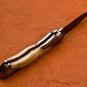 7" Handmade Damascus Folding Pocket knife Hunting knife 100% Handmade Damascus Steel