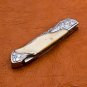 7" Handmade Damascus Folding Pocket knife Hunting knife 100% Handmade Damascus Steel