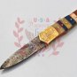 8.25'' Handmade Damascus Folding Pocket knife Hunting knife 100% Handmade Damascus Steel