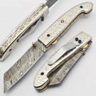 Handmade Damascus Folding Pocket knife Hunting knife 100% Handmade Damascus Steel