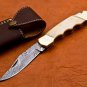 6.5" Handmade Damascus Folding Pocket knife Hunting knife 100% Handmade Damascus