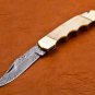 6.5" Handmade Damascus Folding Pocket knife Hunting knife 100% Handmade Damascus