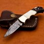 7.0" Handmade Damascus Folding Pocket knife Hunting knife 100% Handmade Damascus
