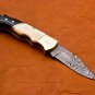 7.0" Handmade Damascus Folding Pocket knife Hunting knife 100% Handmade Damascus