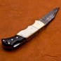 7.0" Handmade Damascus Folding Pocket knife Hunting knife 100% Handmade Damascus