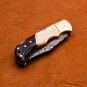 7.0" Handmade Damascus Folding Pocket knife Hunting knife 100% Handmade Damascus
