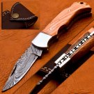 6.5" Handmade Damascus Folding Pocket knife Hunting knife 100% Handmade Damascus Steel