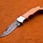 6.5" Handmade Damascus Folding Pocket knife Hunting knife 100% Handmade Damascus Steel