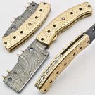 Handmade Damascus Folding Pocket knife Hunting knife 100% Handmade Damascus Steel