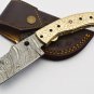 Handmade Damascus Folding Pocket knife Hunting knife 100% Handmade Damascus Steel