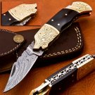 8.25" Handmade Damascus Folding Pocket knife Hunting knife 100% Handmade Damascus Steel