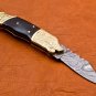 8.25" Handmade Damascus Folding Pocket knife Hunting knife 100% Handmade Damascus Steel