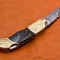 8.25" Handmade Damascus Folding Pocket knife Hunting knife 100% Handmade Damascus Steel