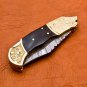 8.25" Handmade Damascus Folding Pocket knife Hunting knife 100% Handmade Damascus Steel