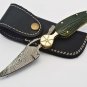 10'' Folding Hunter Pocket Knife Custom Hand Made Forged Damascus Steel Bowie Knife Bone Handle